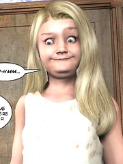 Minuscule girl`s occult dream of her father`s immense...